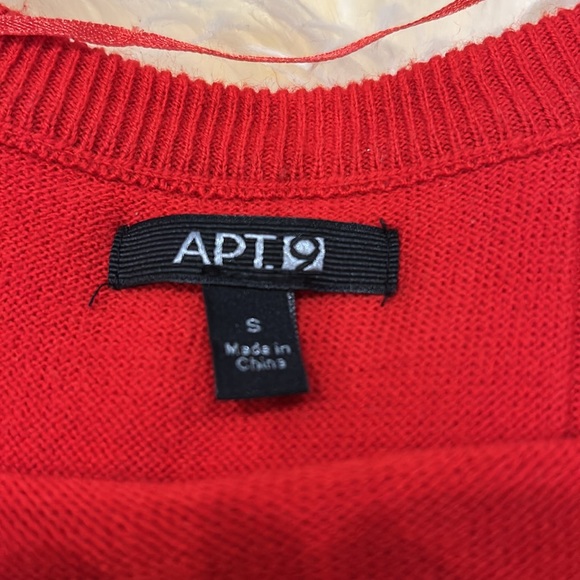 Apt. 9 Bright Red Sweater Long-Sleeves High-Low Front & Folded A Design Back - Picture 5 of 8